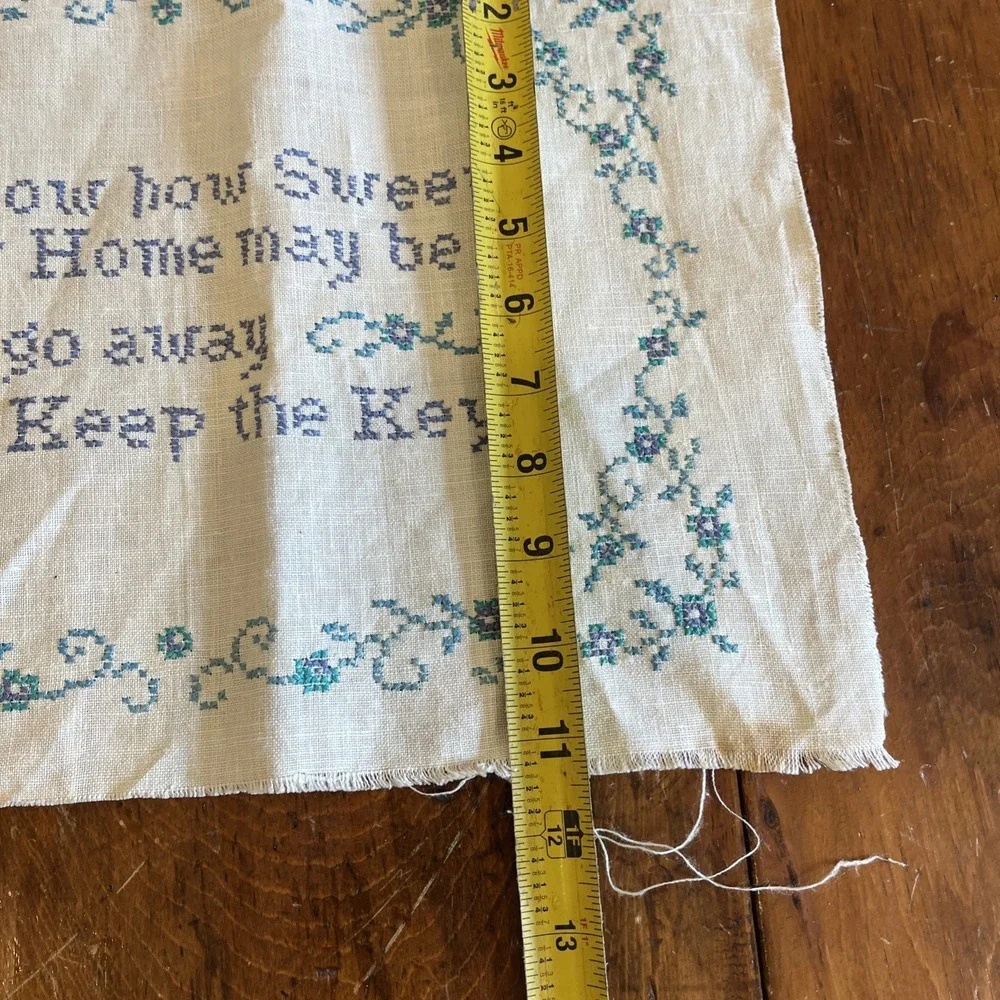 Embroidered Sweet Home Keep The Key Verse Completed Unframed Needlepoint‎ Home